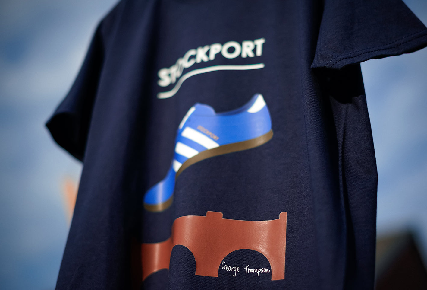 Kids Stockport - Adidas inspired Stockport navy blue t-shirt. All t-shirts are printed to order. Please allow 21 working day lead times.