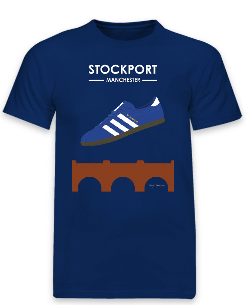 Stockport Manchester Navy - Adidas inspired Stockport Manchester Navy Blue t-shirt. All t-shirts are printed to order. Please allow 21 working day lead times.