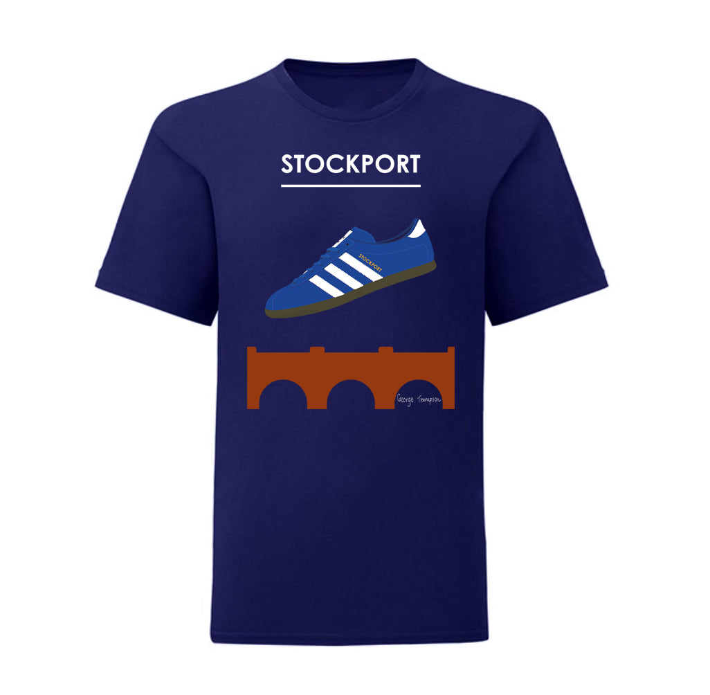 Kids Stockport - Adidas inspired Stockport navy blue t-shirt. All t-shirts are printed to order. Please allow 21 working day lead times.