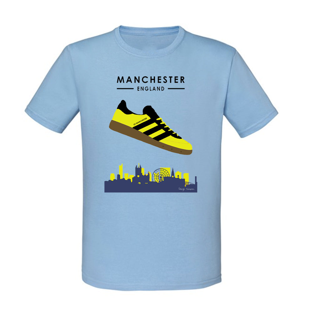 Kids Sky Blue Manchester - Adidas inspired Sky Blue Manchester t-shirt. All t-shirts are printed to order. Please allow 21 working day lead times.