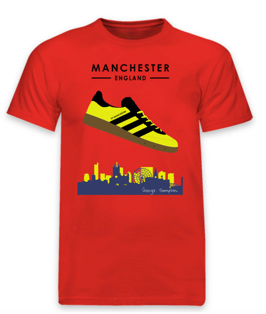 Red Manchester - Adidas inspired red Manchester t-shirt. All t-shirts are printed to order. Please allow 21 working day lead times.