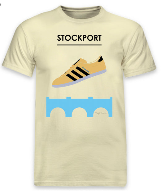 Stockport Vanilla - Adidas inspired Stockport vanilla t-shirt. All t-shirts are printed to order. Please allow 21 working day lead times.