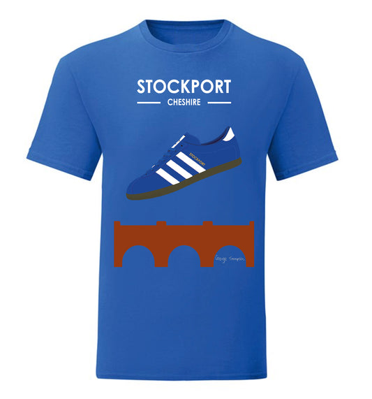 Royal Blue Stockport Cheshire - Adidas inspired Stockport Cheshire Royal Blue t-shirt. All t-shirts are printed to order. Please allow 21 working day lead times.