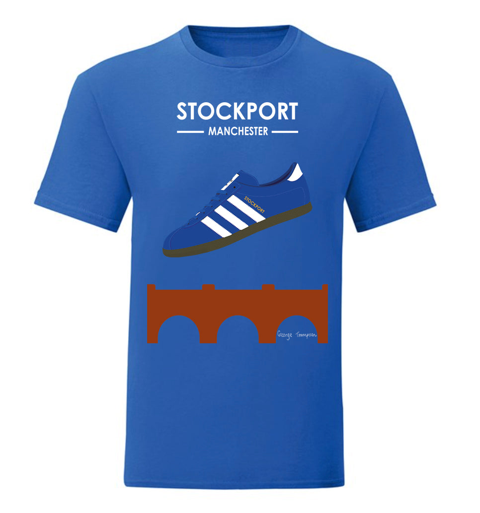 Royal Blue Stockport Manchester - Adidas inspired Stockport Manchester Royal Blue t-shirt. All t-shirts are printed to order. Please allow 21 working day lead times.